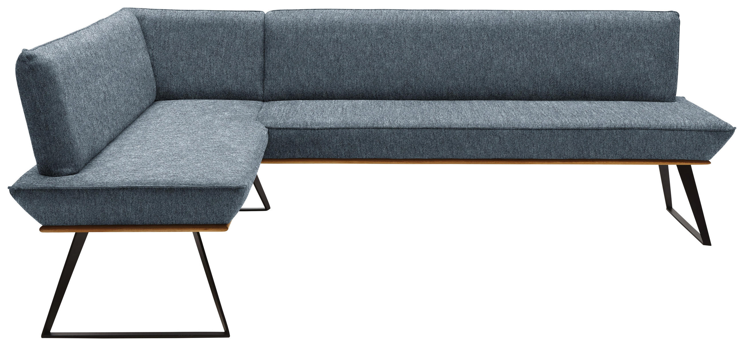 ECKBANK 183/243 cm Webstoff Anthrazit, Schwarz, Eichefarben Eiche massiv Metall   - Eichefarben/Anthrazit, Design, Holz/Textil (183/243cm) - Voleo