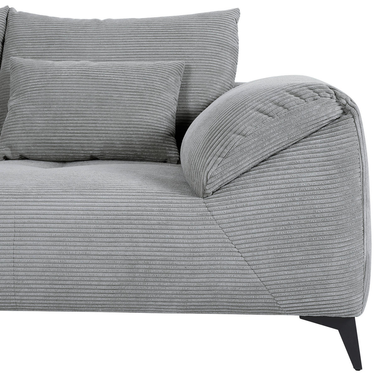 ECKSOFA in Cord Hellgrau  - Hellgrau/Schwarz, Konventionell, Textil/Metall (176/311cm) - Carryhome