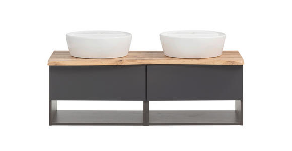 WASCHTISCHKOMBI 121 cm  - Graphitfarben/Weiß, Natur, Keramik/Holzwerkstoff (121cm) - Xora