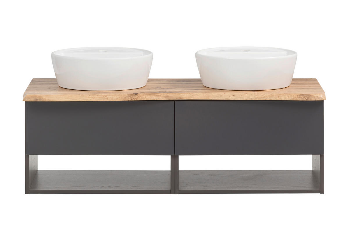 WASCHTISCHKOMBI 121 cm  - Graphitfarben/Weiß, Natur, Keramik/Holzwerkstoff (121cm) - Xora