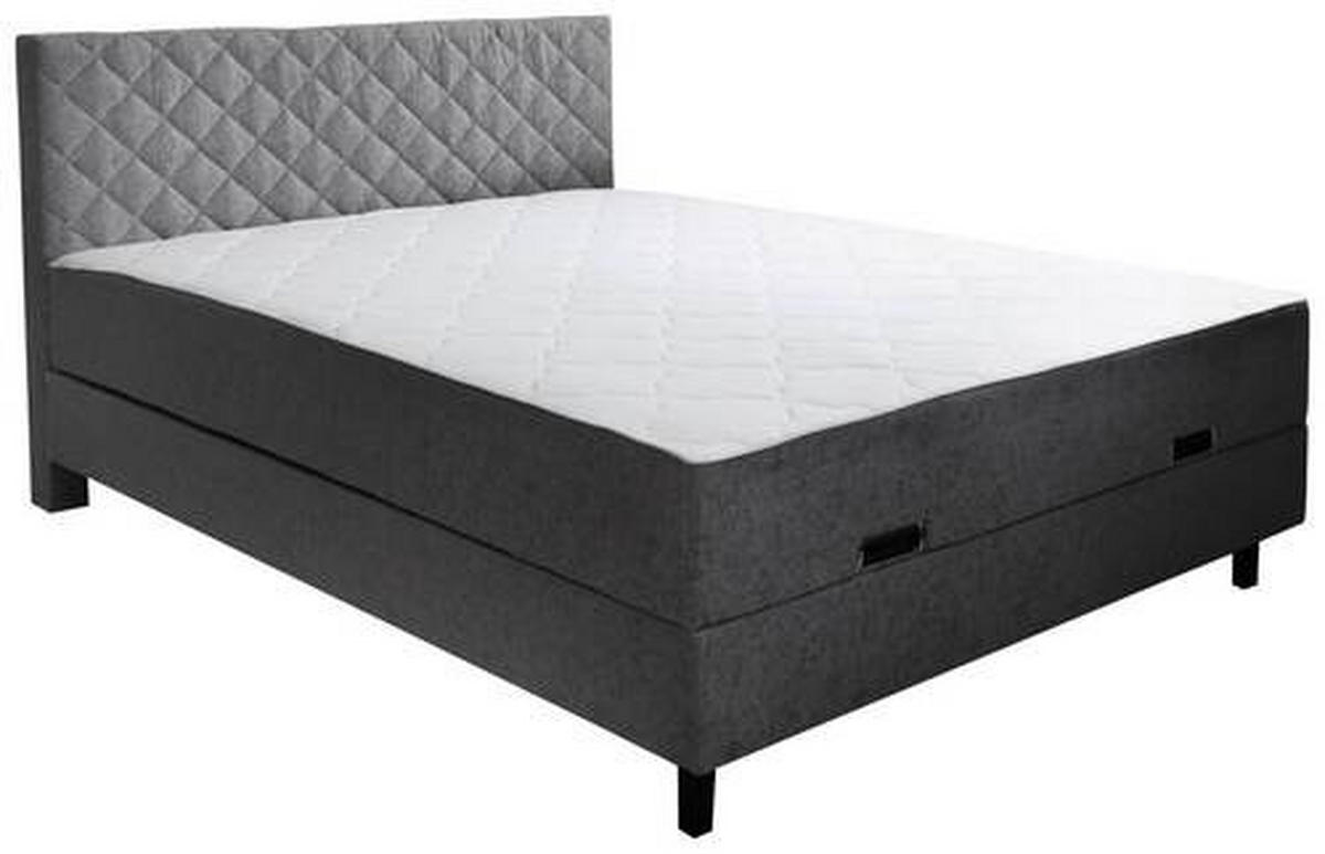 POSTELJA Z VZMETNICO 140 cm   x 200 cm  , les, tekstil siva  - črna/siva, Konvencionalno, tekstil/les (140/200cm) - Boxxx