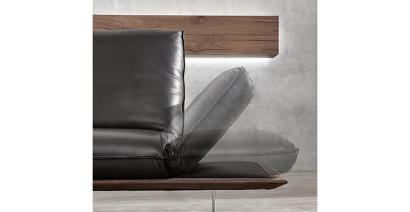 2,5-SITZER in Echtleder Schwarz - Schwarz/Nickelfarben, Design, Leder (236/73/93cm) - Dieter Knoll