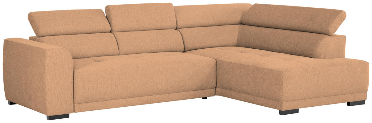 ECKSOFA Ottomane rechts, Eckteil  Rostfarben Struktur  - Rostfarben/Schwarz, Design, Kunststoff/Textil (284/205cm) - Xora