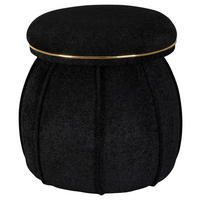 HOCKER in Textil Schwarz, Goldfarben  - Goldfarben/Schwarz, Design, Textil (51,5/55cm) - Kayoom
