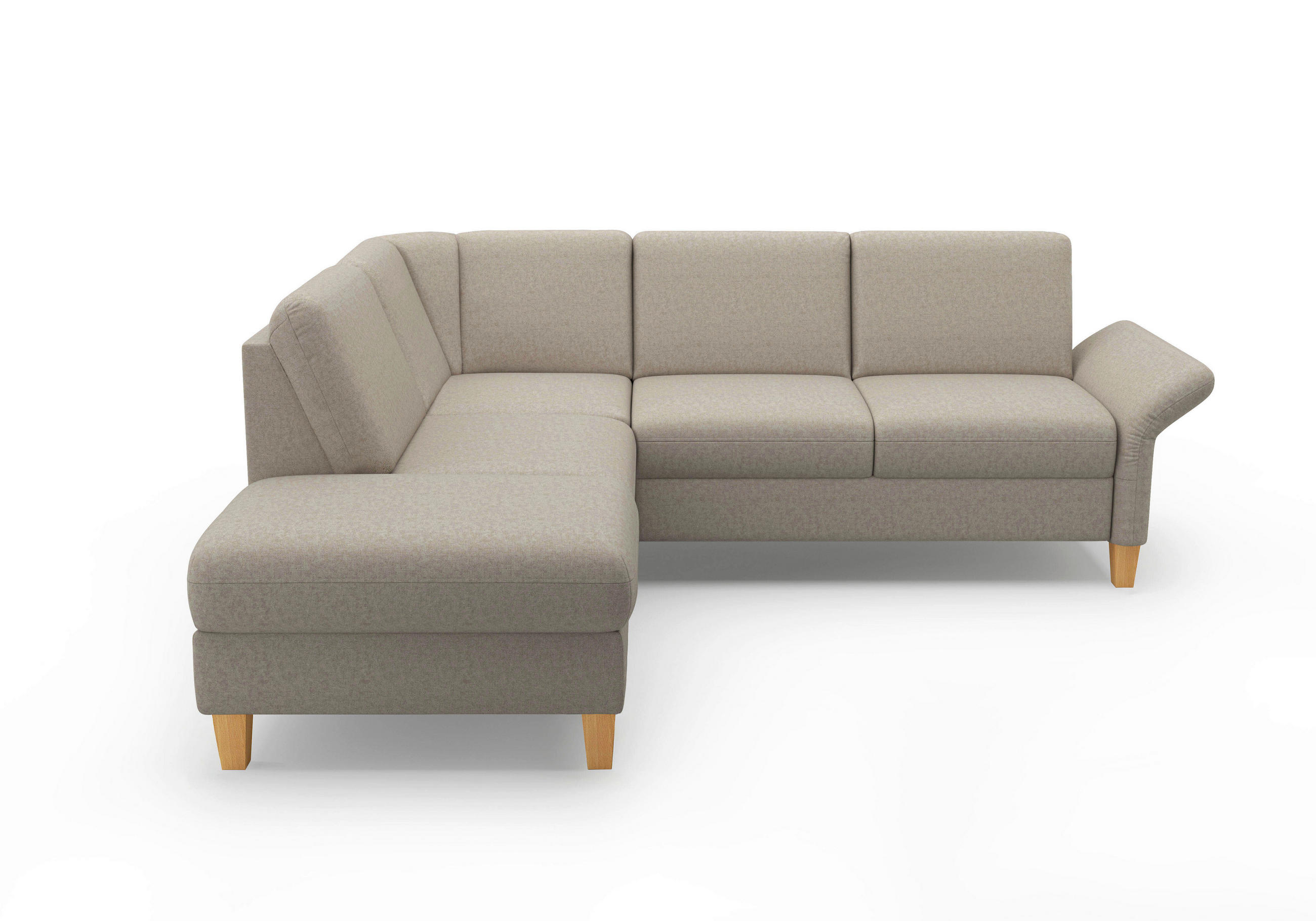 ECKSOFA ROCHELLE E Taupe Flachgewebe  - Taupe/Eichefarben, KONVENTIONELL, Holz/Textil (216/240cm) - Sit & More