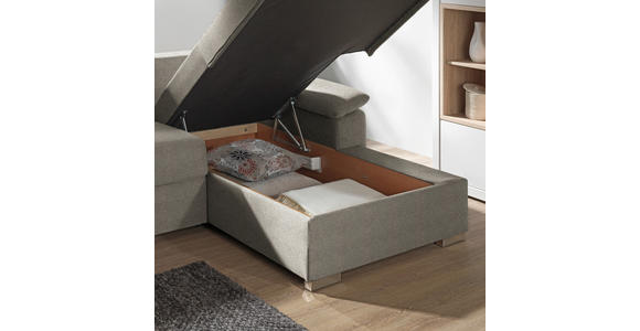 ECKSOFA in Flachgewebe Graubraun - Chromfarben/Graubraun, KONVENTIONELL, Textil/Metall (285/176cm) - Novel