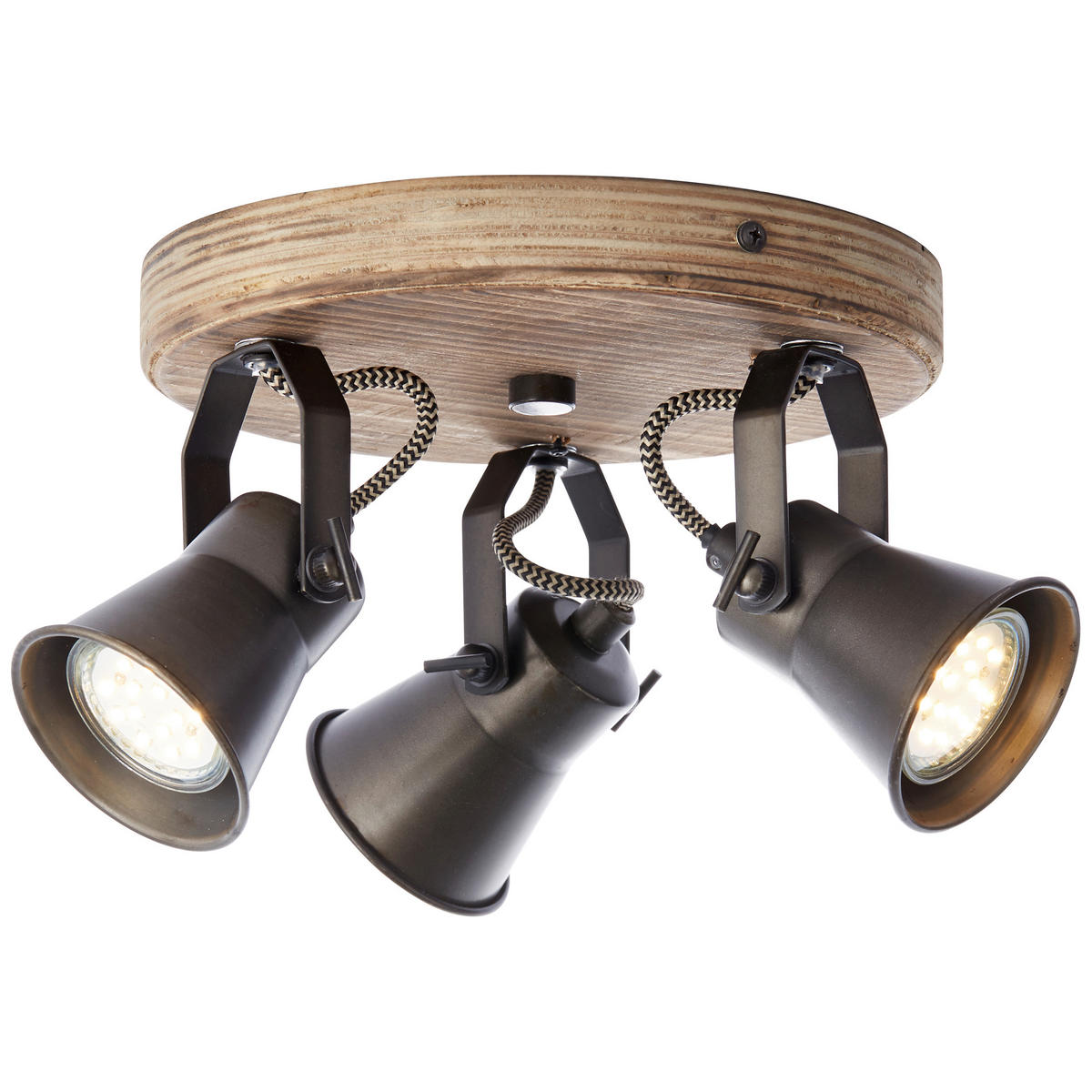 DECKENLEUCHTE Seed 28/13 cm   - Hellbraun/Schwarz, Natur, Holz/Metall (28/13cm) - Brilliant