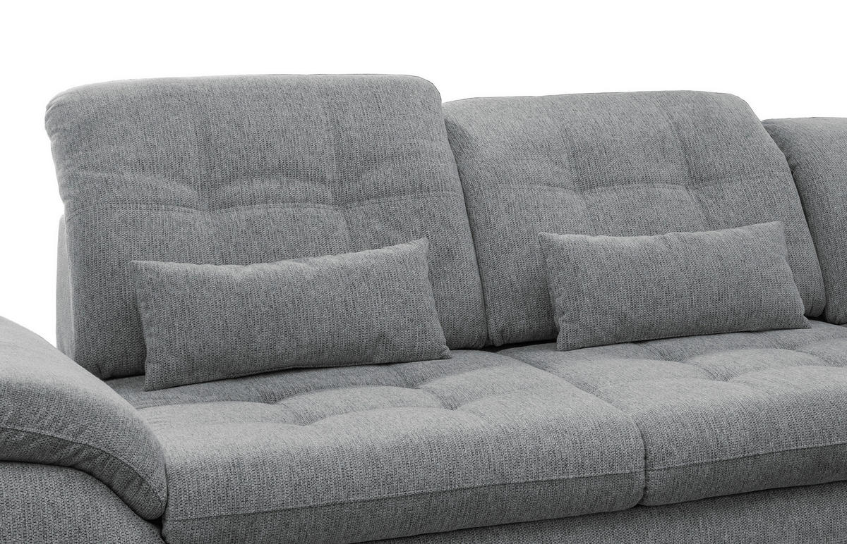 ECKSOFA in Chenille Silberfarben  - Chromfarben/Anthrazit, Modern, Textil/Metall (314/184cm) - Livetastic