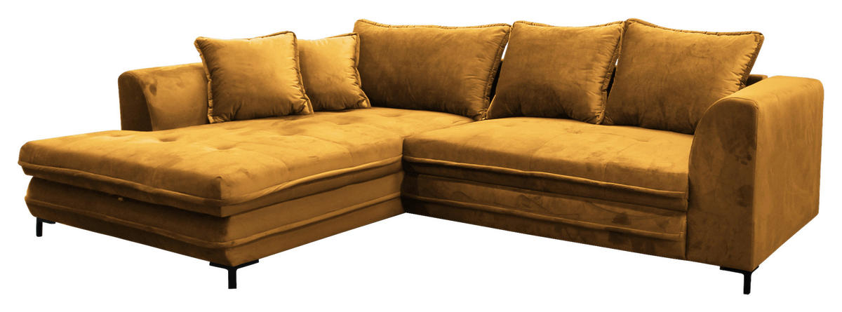 ECKSOFA Gelb Velours  - Beige/Gelb, Design, Textil/Metall (187/277cm) - Livetastic