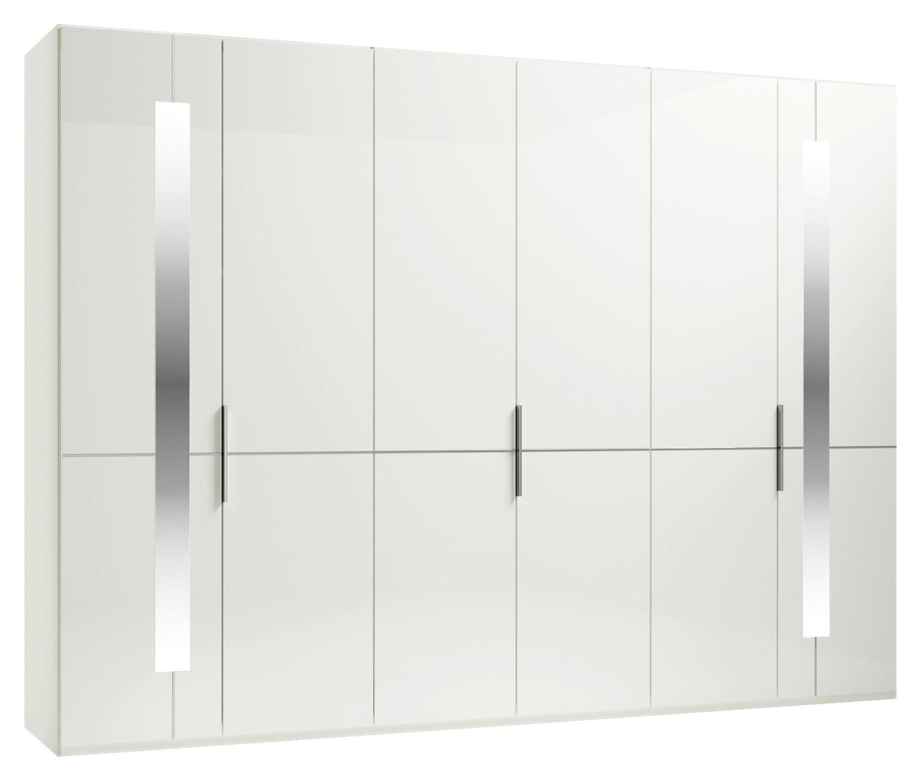 DREHTÜRENSCHRANK 296/236/58 cm,  in Weiß, 6-türig  - Chromfarben/Weiß, Design, Glas/Holzwerkstoff (296/236/58cm) - Musterring