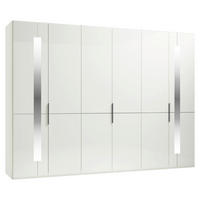 DREHTÜRENSCHRANK 296/236/58 cm,  in Weiß, 6-türig  - Chromfarben/Weiß, Design, Glas/Holzwerkstoff (296/236/58cm) - Musterring