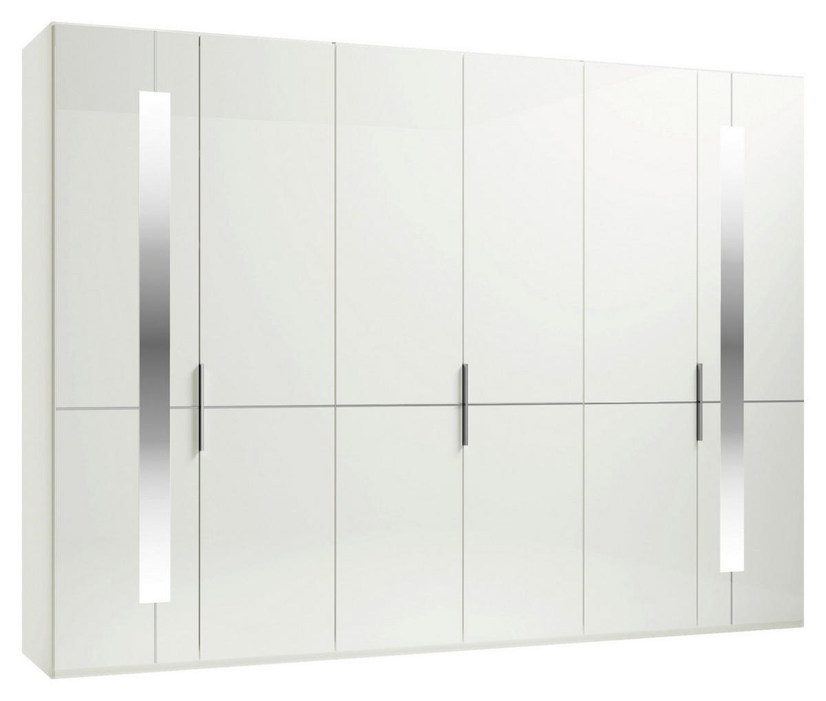 DREHTÜRENSCHRANK 296/236/58 cm,  in Weiß, 6-türig  - Chromfarben/Weiß, Design, Glas/Holzwerkstoff (296/236/58cm) - Musterring