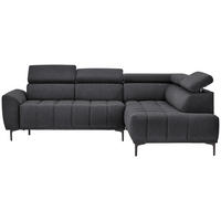 ECKSOFA in Velours Graphitfarben  261/191 cm  - Schwarz/Graphitfarben, Design, Textil/Metall (261/191cm) - Stylife