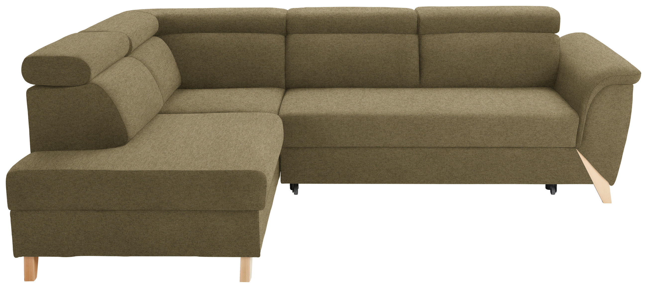 ECKSOFA Chenille Olivgrün  - Naturfarben/Olivgrün, Konventionell, Holz/Textil (200/265cm) - Stylife