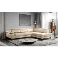 ECKSOFA Lederlook Echtleder Grau  - Schwarz/Grau, Design, Leder/Textil (274/220cm) - Livetastic