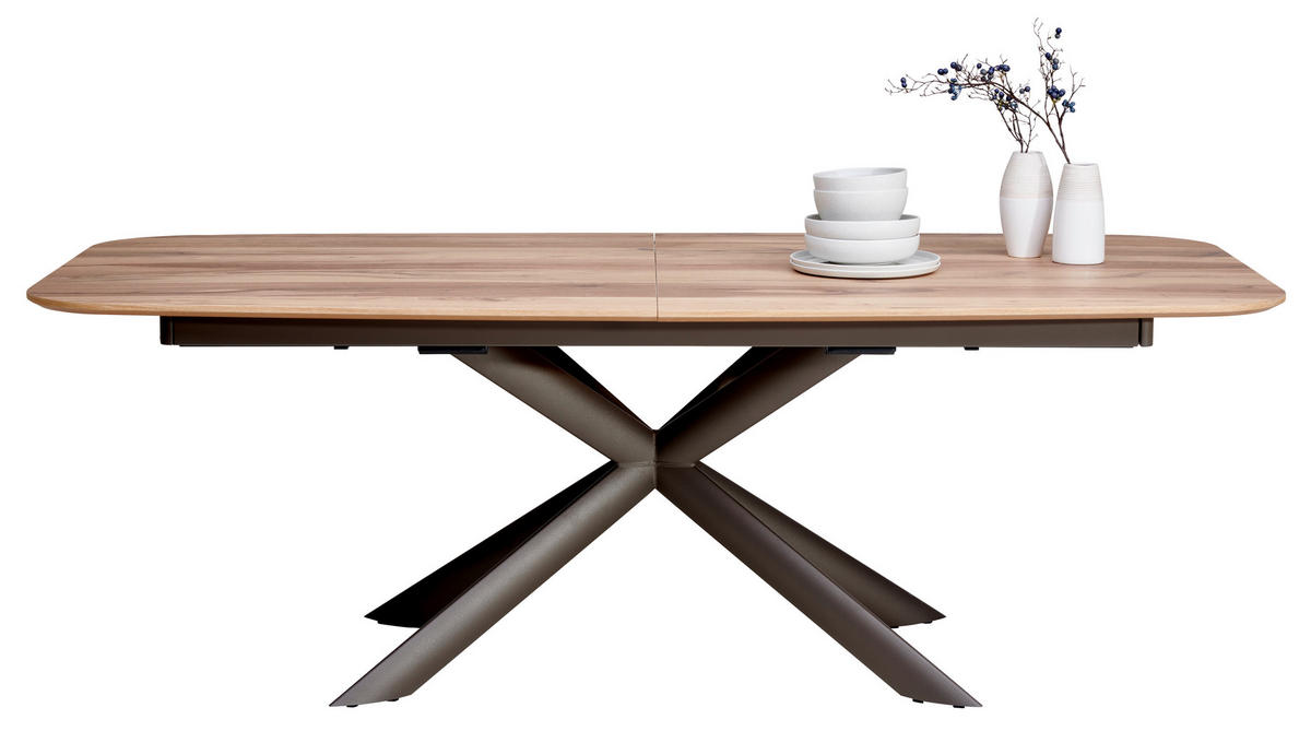 ESSTISCH in Holz, Metall 160/100/76 cm  - Eichefarben/Graubraun, Design, Holz/Metall (160/100/76cm) - Venjakob