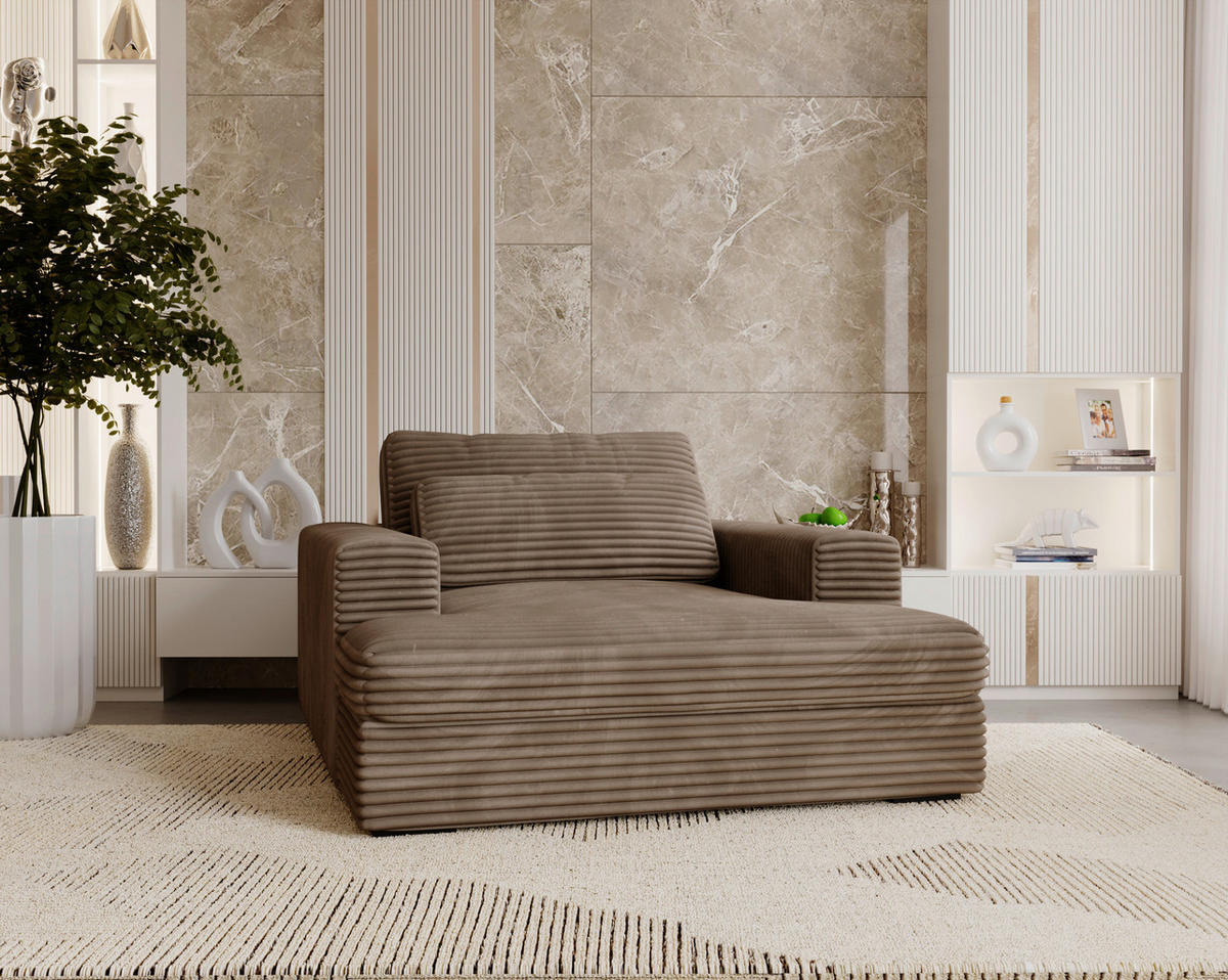 XXL-SESSEL - Hellbraun/Schwarz, MODERN, Kunststoff/Textil (122/80/159cm) - Lomoco