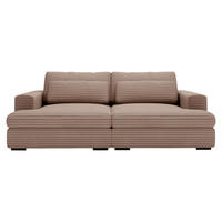 BIGSOFA Cord Hellbraun  - Hellbraun/Schwarz, Design, Textil (218/80/158cm) - home24