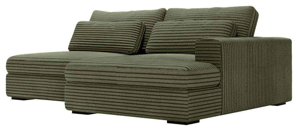 ECKSOFA  in Cord Grün  - Schwarz/Grün, Design, Kunststoff/Textil (223/158cm) - Lomoco