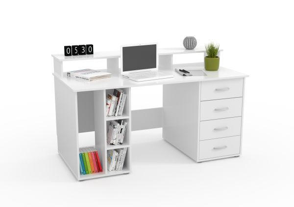 RADNI STO  bela   - boja aluminijuma/bela, Moderno, metal/pločasti materijal (150/91,5/73cm) - Boxxx
