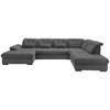 WOHNLANDSCHAFT Grau Cord  - Schwarz/Grau, MODERN, Textil/Metall (184/387/252cm) - Livetastic