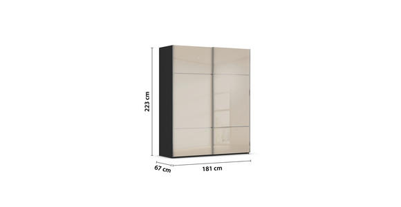 SCHWEBETÜRENSCHRANK in Schwarz, Champagner - Chromfarben/Champagner, KONVENTIONELL, Glas/Holzwerkstoff (181/223/67cm) - Novel