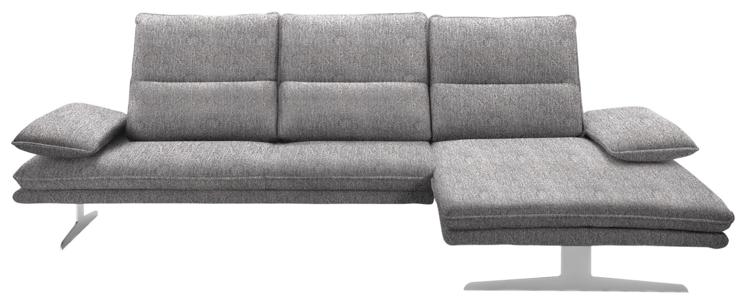 ECKSOFA Hellgrau Webstoff - Edelstahlfarben/Hellgrau, Design, Textil/Metall (291/164cm) - Chilliano