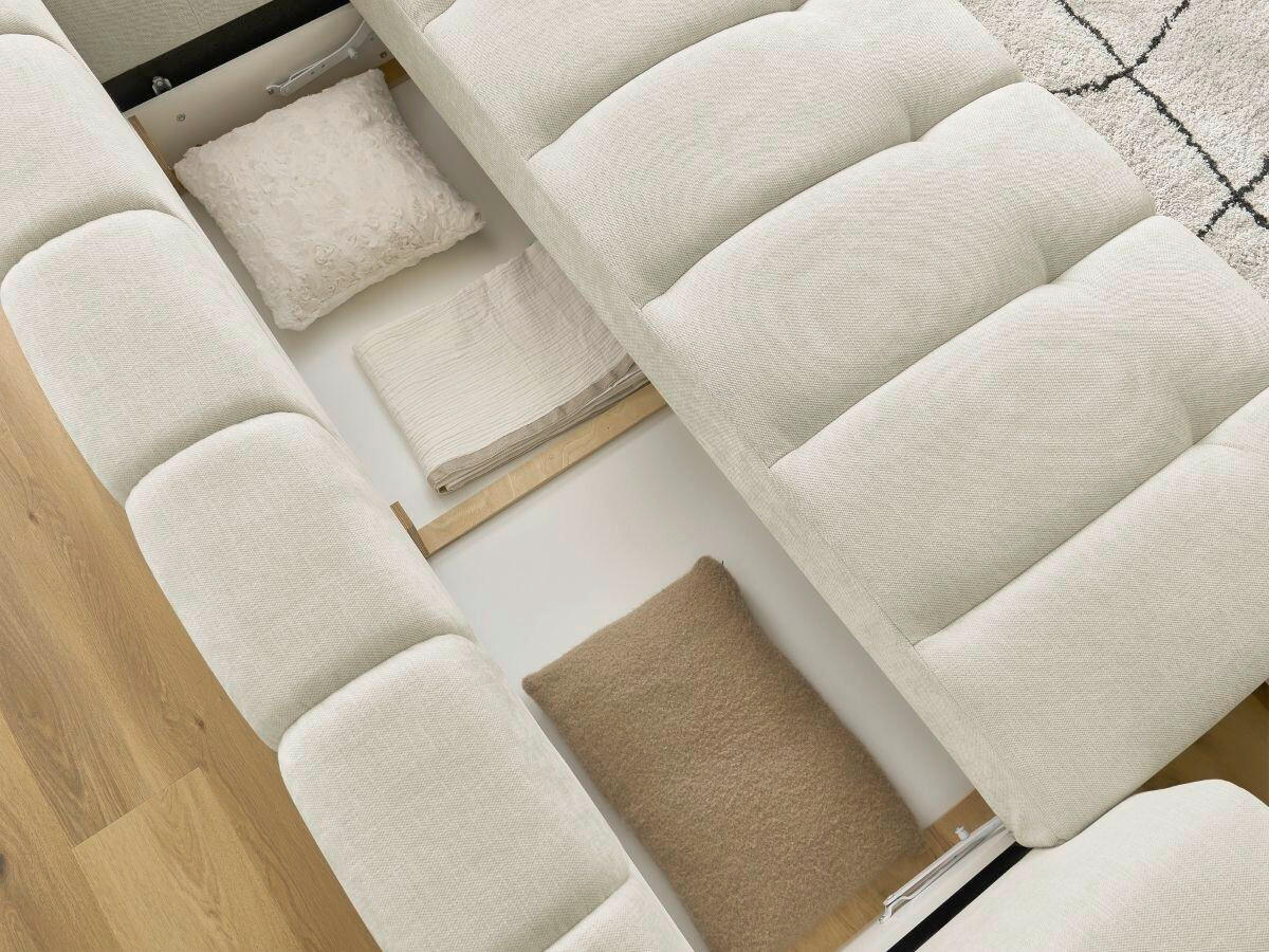 SCHLAFSOFA FUJI Leinenoptik Beige  inkl.  - Beige/Schwarz, MODERN, Kunststoff/Textil (251/113/88cm)