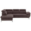 ECKSOFA Dunkelbraun Mikrofaser  - Chromfarben/Dunkelbraun, KONVENTIONELL, Textil/Metall (209/256cm) - Livetastic