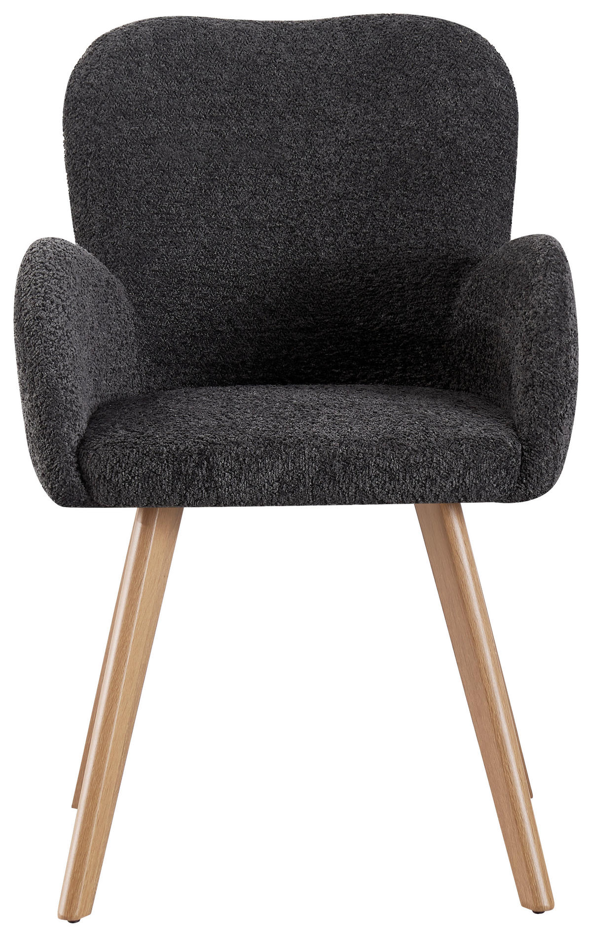 ARMLEHNSTUHL  in Teddystoff, Bouclé  - Dunkelgrau/Eichefarben, MODERN, Holz/Textil (57/85/63cm) - MID.YOU