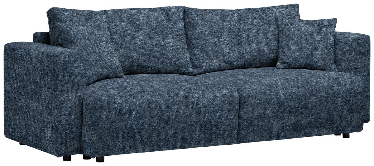 SCHLAFSOFA  mit Stoffauswahl, Schlafen auf Sitzhöhe, Rücken echt Velours Dunkelblau  - Schwarz/Dunkelblau, Design, Kunststoff/Textil (250/92/105cm) - Carryhome