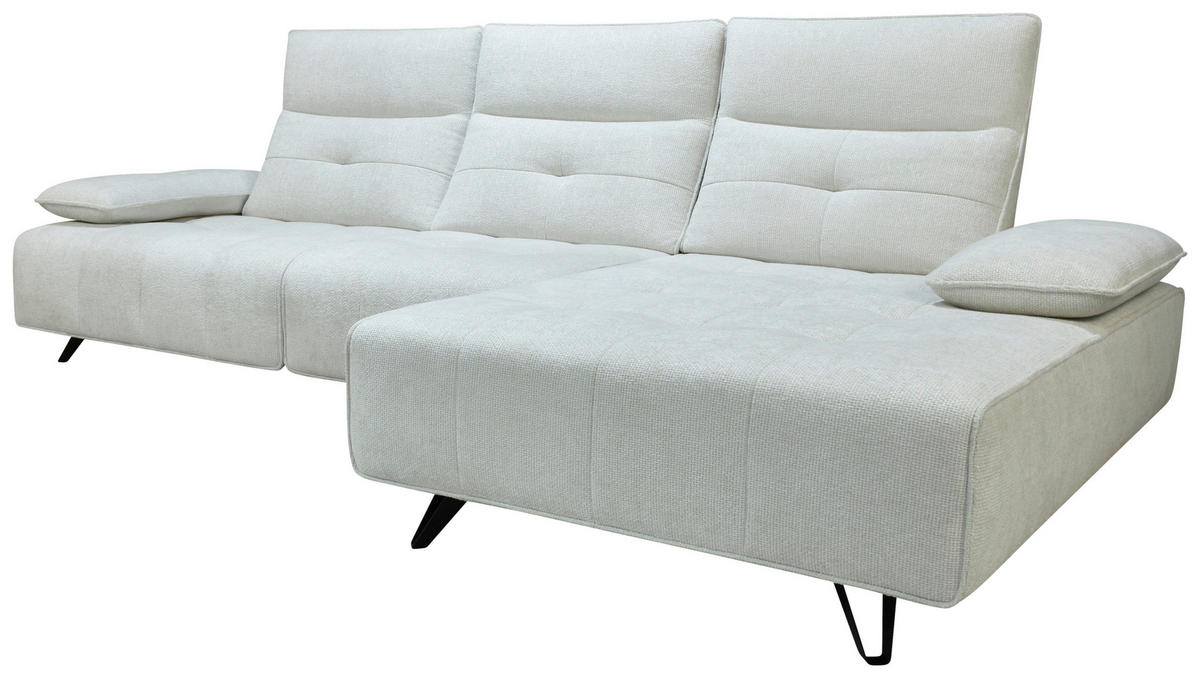 ECKSOFA Creme Chenille  - Creme/Schwarz, Design, Kunststoff/Textil (314/162cm) - Livetastic