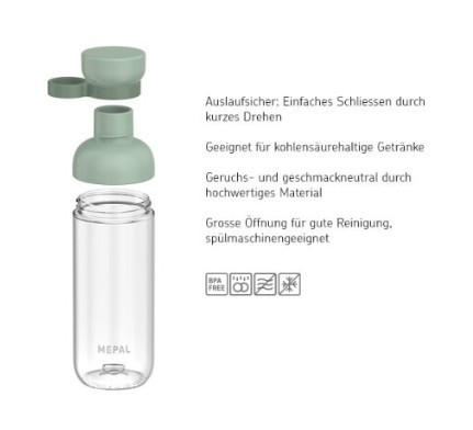 UNIVERSALFLASCHE Vita - Salbeigrün, KONVENTIONELL, Kunststoff (8,7/6,5/20,9cm) - Mepal