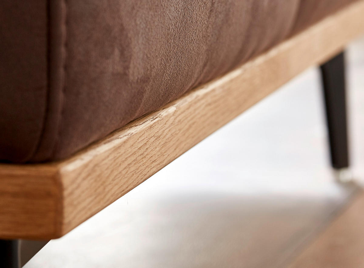 ECKSOFA Braun Webstoff  - Schwarz/Braun, Natur, Holz/Textil (226/282cm) - Novel
