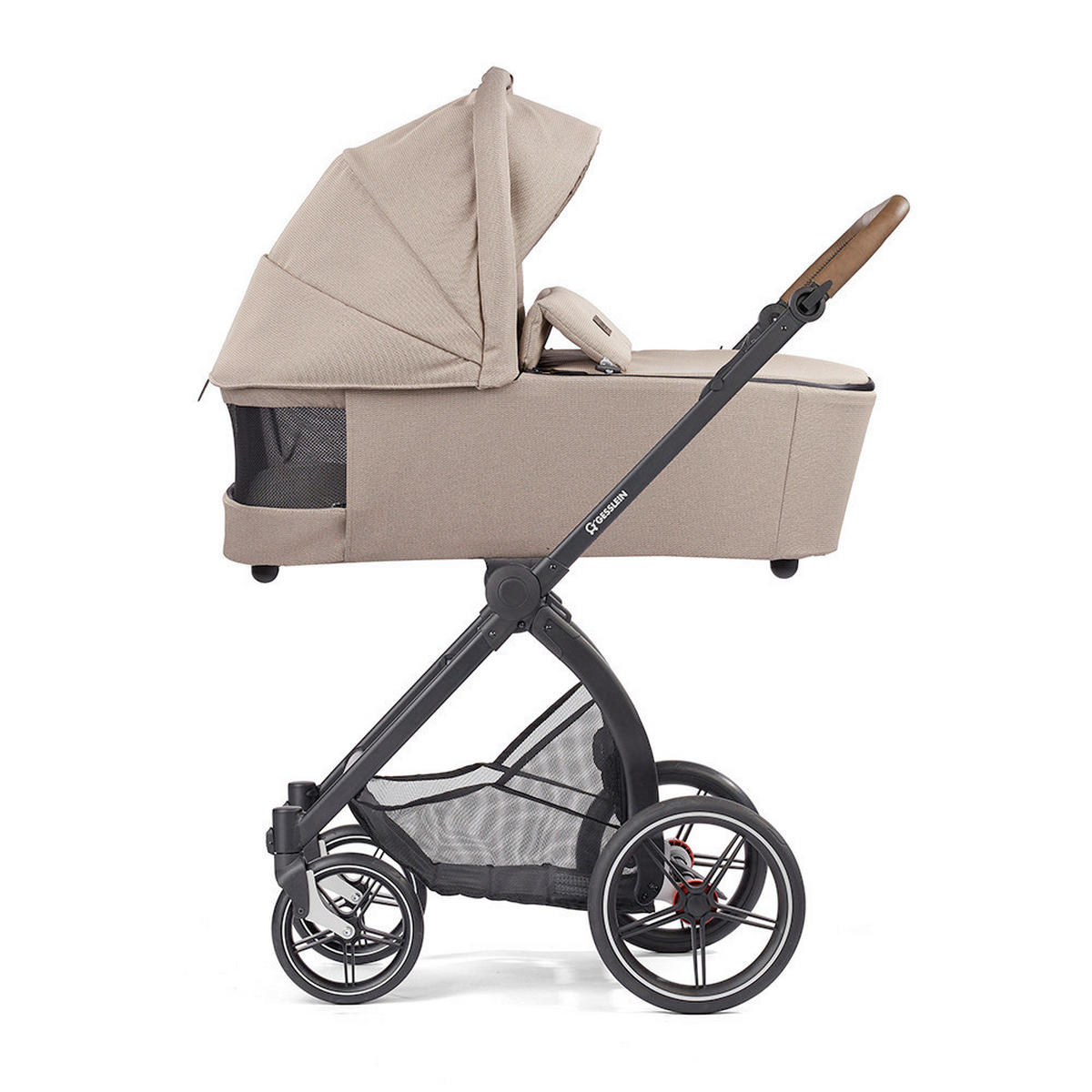 KOMBIKINDERWAGEN  FX4 Swing Set mit Handbremse  Camel-Tabak-Blume ecru  - Creme/Schwarz, Basics, Textil (100/55/130cm) - Gesslein