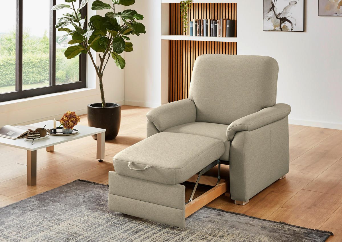 SESSEL Chenille Sandfarben  - Sandfarben/Alufarben, Konventionell, Textil/Metall (88/96/89cm) - Beldomo Comfort