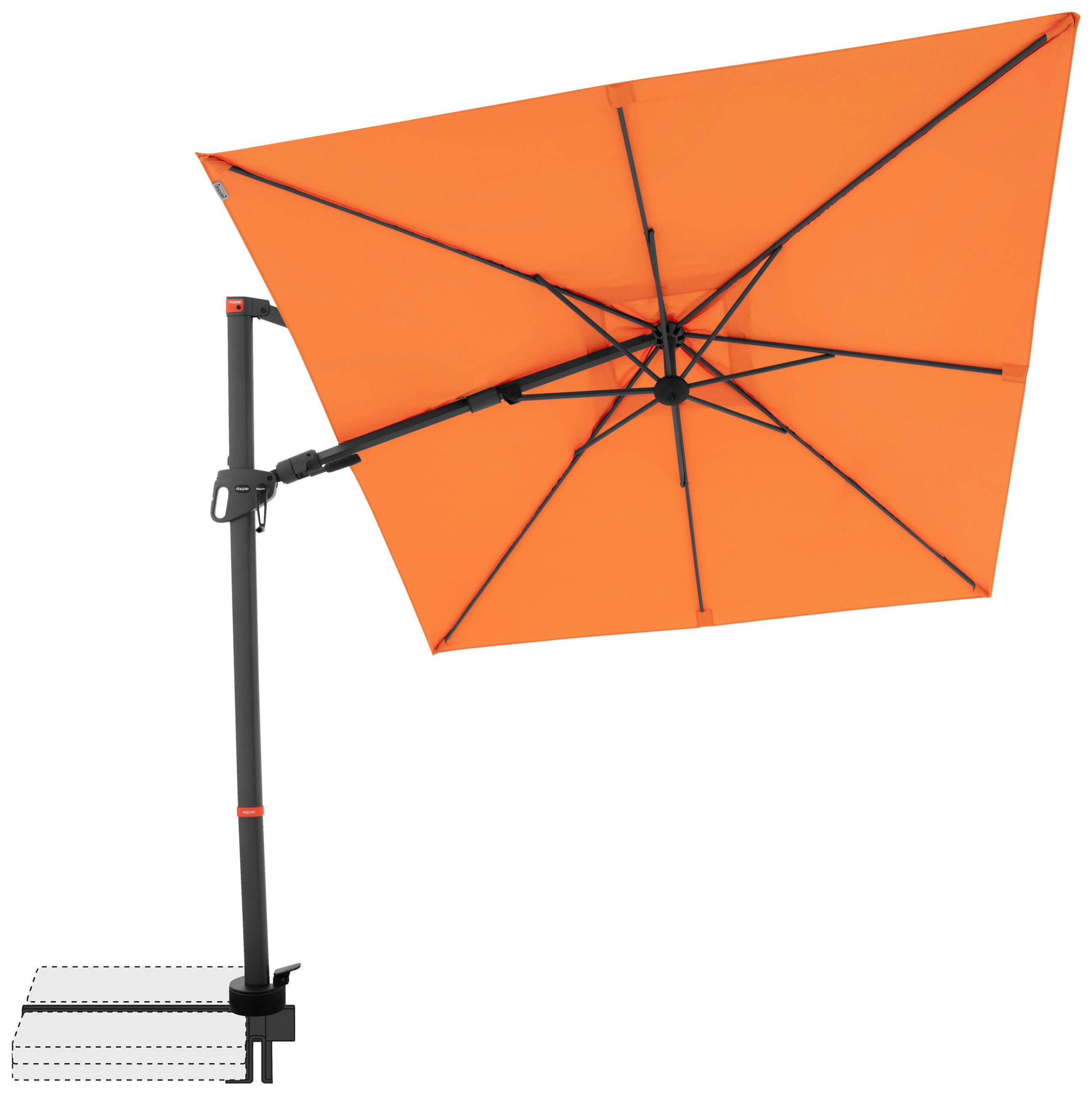 AMPELSCHIRM 210x210 cm  - Anthrazit/Orange, Basics, Textil/Metall (210/210cm) - Doppler