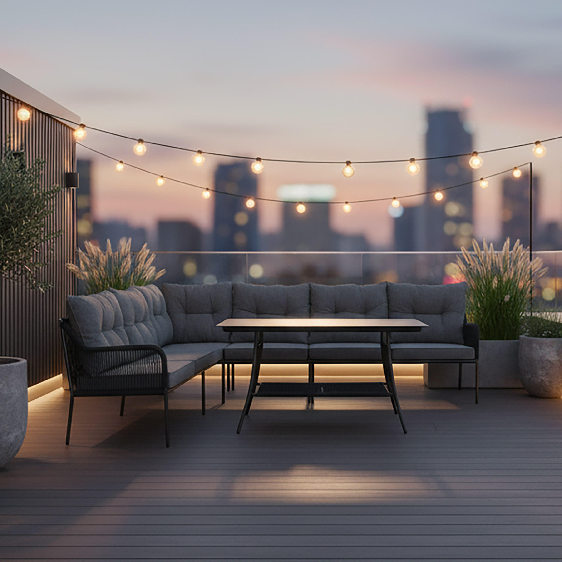 DINING-LOUNGESET  - Schwarz, KONVENTIONELL, Metall (173/196cm) - Gardenson