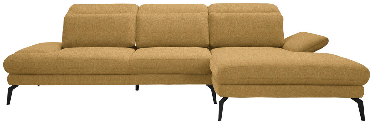 ECKSOFA in Webstoff Currygelb  - Currygelb/Schwarz, Design, Textil/Metall (289/180cm) - Stylife