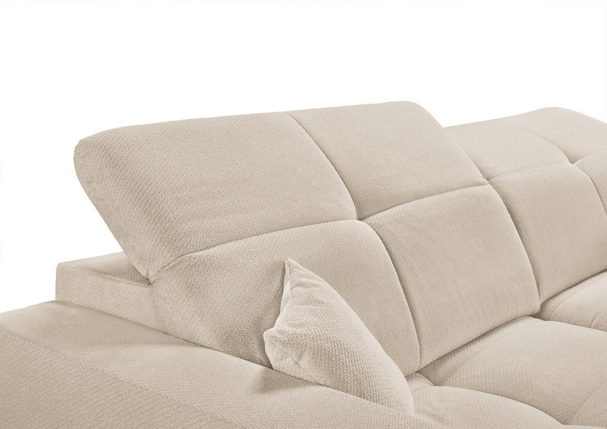 ECKSOFA Creme Webstoff  - Creme/Schwarz, KONVENTIONELL, Textil/Metall (285/180cm) - SetOne by Musterring