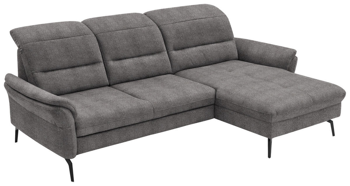 ECKSOFA in Flachgewebe Dunkelbraun  260/181 cm  - Dunkelbraun/Schwarz, KONVENTIONELL, Textil/Metall (260/181cm) - Beldomo Speed