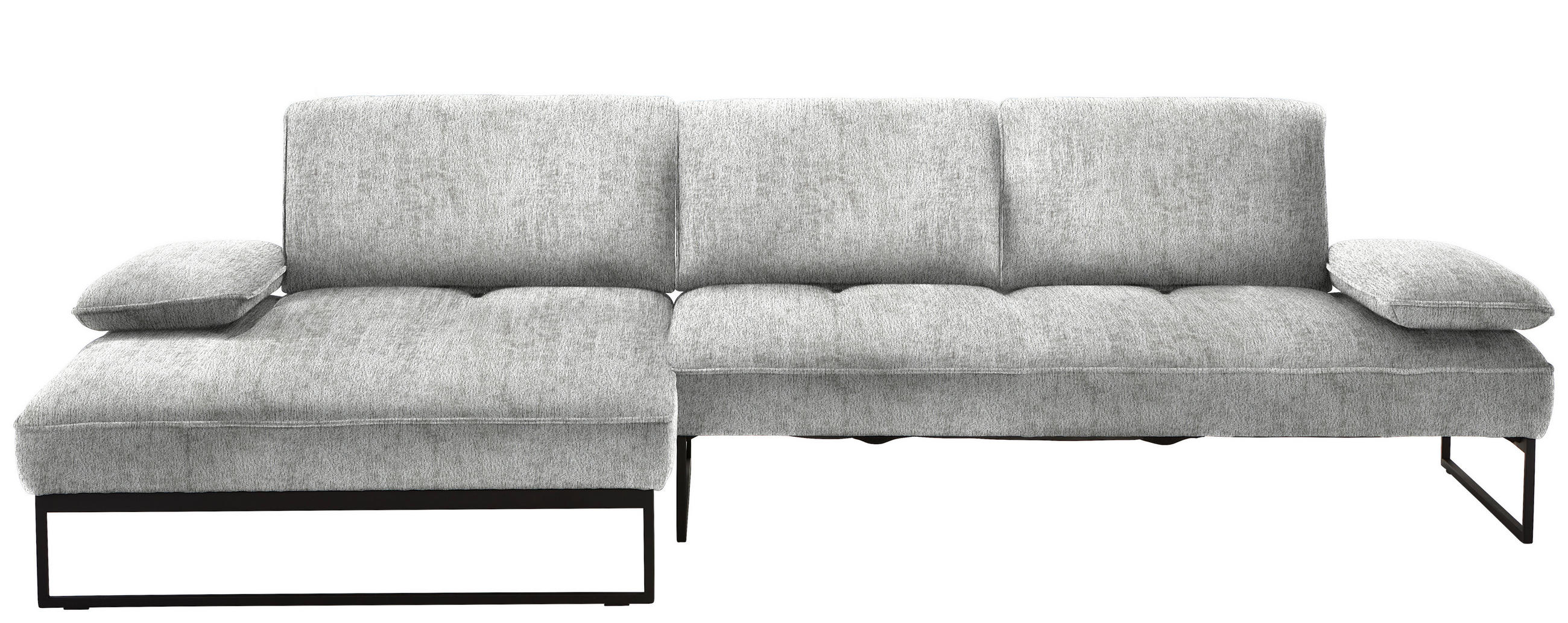 ECKSOFA in Chenille Hellgrau  - Anthrazit/Hellgrau, Design, Textil/Metall (160/310cm) - Joop!