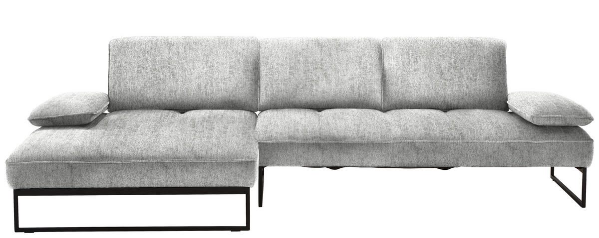 ECKSOFA in Chenille Hellgrau  - Anthrazit/Hellgrau, Design, Textil/Metall (160/310cm) - Joop!