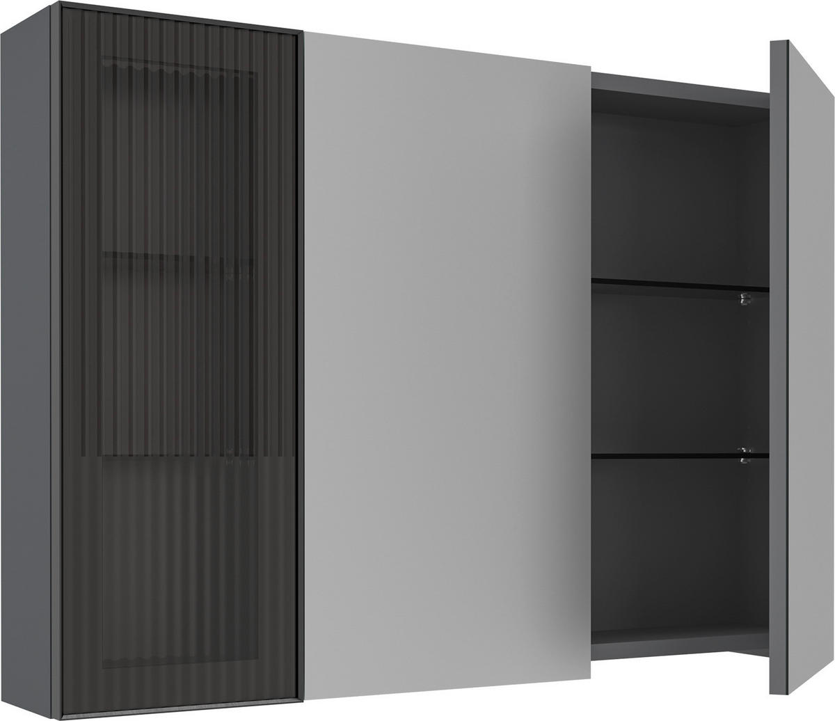 BADEZIMMER 3-teilig  in  - Weiß Hochglanz/Anthrazit, MODERN, Glas/Keramik (100/114/45cm) - MID.YOU