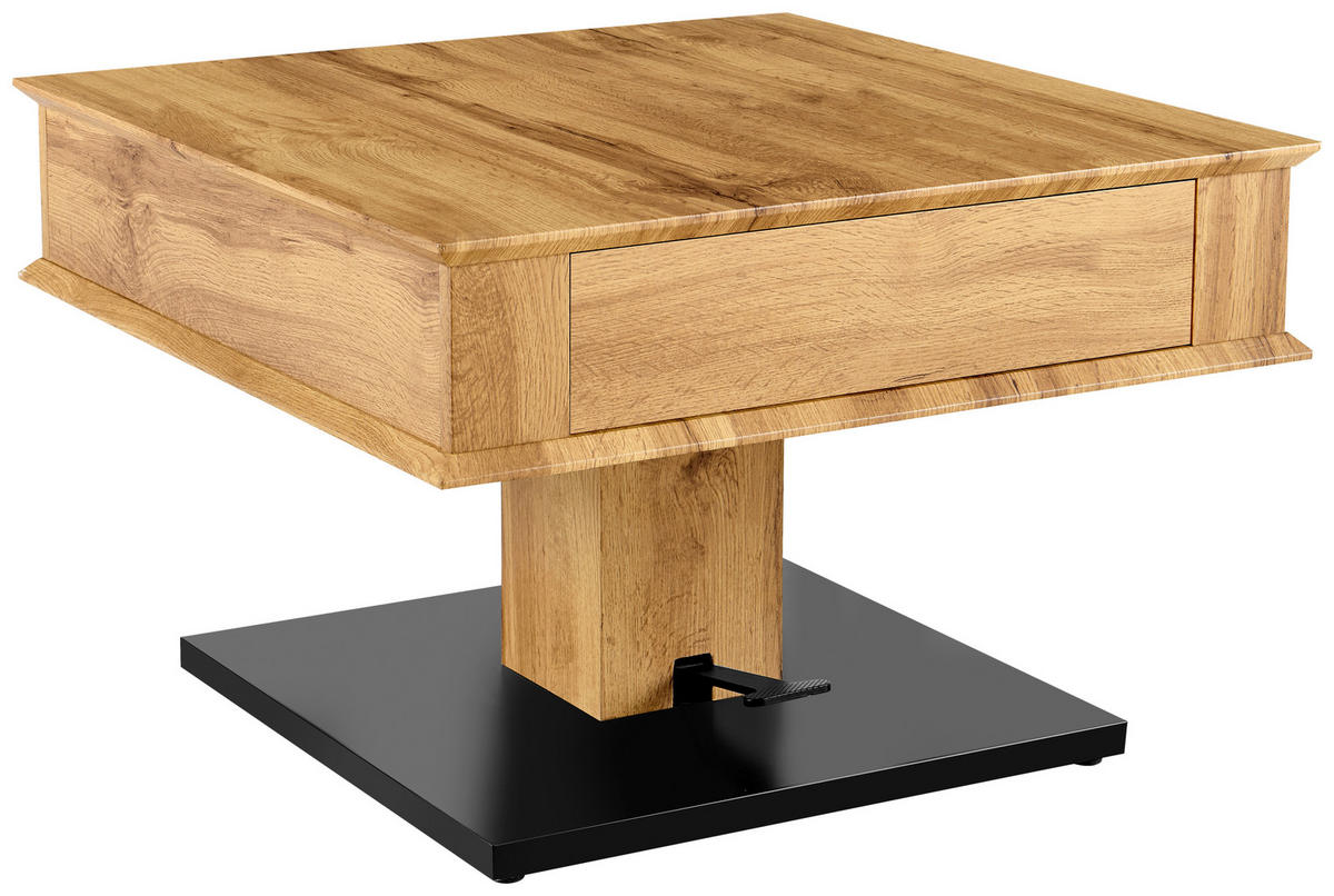 KONFERENČNÝ STOLÍK, čierna, farba duba, kov, papier, kompozitné drevo, 70/70/68 cm - čierna/farba duba, Design, kov/kompozitné drevo (70/70/68cm) - Carryhome