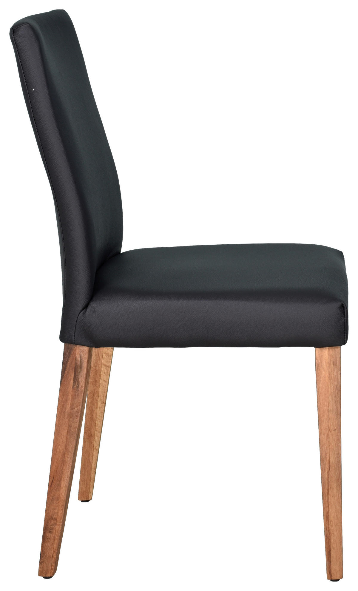 STUHL  in Echtleder  - Nussbaumfarben/Schwarz, Konventionell, Leder/Holz (45/89/44cm)