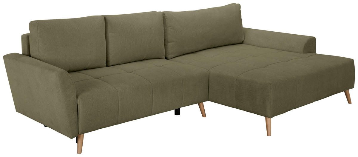 ECKSOFA Olivgrün Webstoff  - Buchefarben/Olivgrün, KONVENTIONELL, Holz/Textil (294/169cm) - Carryhome