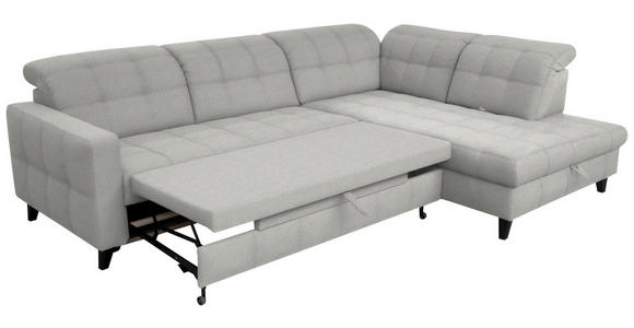ECKSOFA in Webstoff Hellgrau 297/216 cm - Hellgrau/Schwarz, Design, Holz/Textil (297/216cm) - Xora