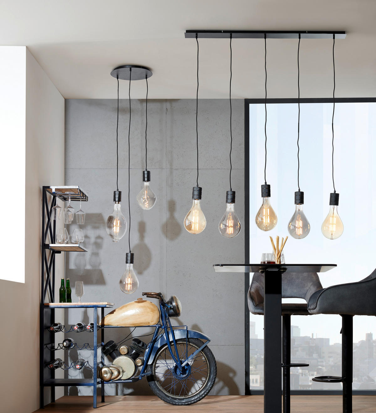 HÄNGELEUCHTE 115/10/120 cm  - Schwarz, Design, Metall (115/10/120cm) - Marama