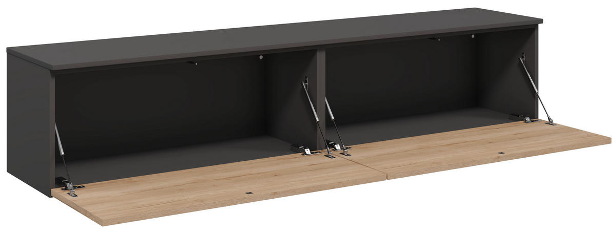 LOWBOARD  180,3/37,6/37,4 cm  individuell planbar, hängend, in verschiedenen Größen erhältlich, in verschiedenen Holzdekoren erhältlich  - Schieferfarben/Eichefarben, Design, Holzwerkstoff (180,3/37,6/37,4cm) - Celina Home